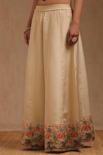 Soch Womens Beige Tissue Floral Print Suit Set With Zari