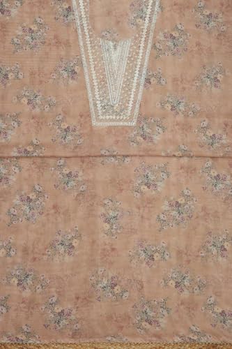 Soch Womens Beige Tissue Shimmer Floral Print Unstitch Dress Material With Sequins