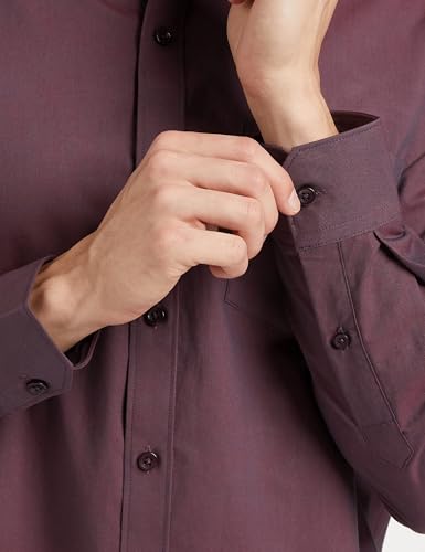 Amazon Brand - Symbol Men's Cotton Rich Formal Shirt | Plain | Full Sleeve - Regular Fit (Available in Plus Size) (Maroon_42)