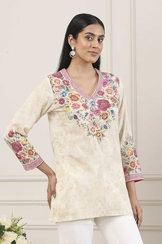 Biba Women Beige Cotton Straight Shirt_40