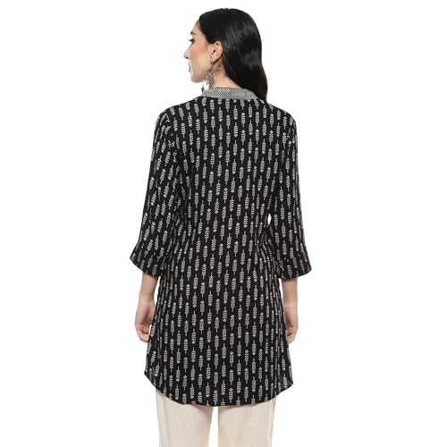 BIBA Women Rayon Regular Printed Short_Kurta Mix and Match(TOP & TUNICS20206_Black_34)