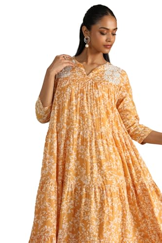 Soch Women's Cotton Calf Length Dress (EWS5KU61268_Yellow