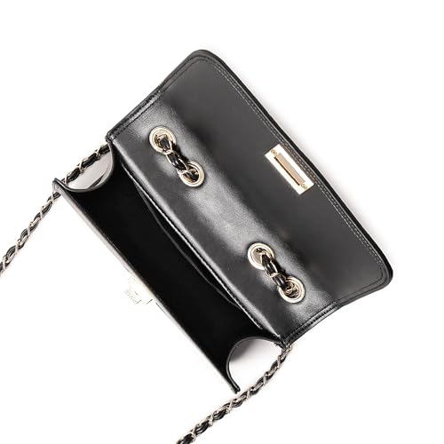 Fastrack Casual Sling Bag with Lock Closure for Girls, Medium Size with Internal Organiser and Metal Chain Strap, Made with High-Quality Faux Leather