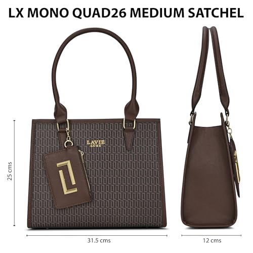 Lavie Luxe Women's Monogram Quad26 Medium Tote Handbag | Tote Bag For Work | Ladies purse | Stylish Shoulder Bag | Gift For Women