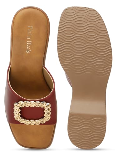Flat n Heels Womens Maroon Pumps FnH 3121-MRN