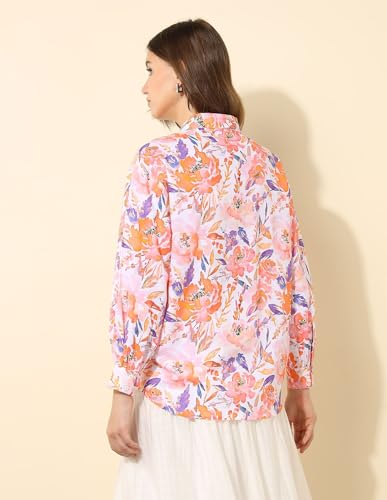 U.S. POLO ASSN. Relaxed Fit Floral Printed Shirt (UWSS25SHT187_Multi-Colour_L)