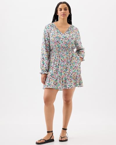 GAP Women's Rayon Fit and Flare Above The Knee Casual Dress (442528425_Multi Multicolour