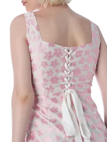 ONLY Women's Floral Print Fit and Flare Pink Dress