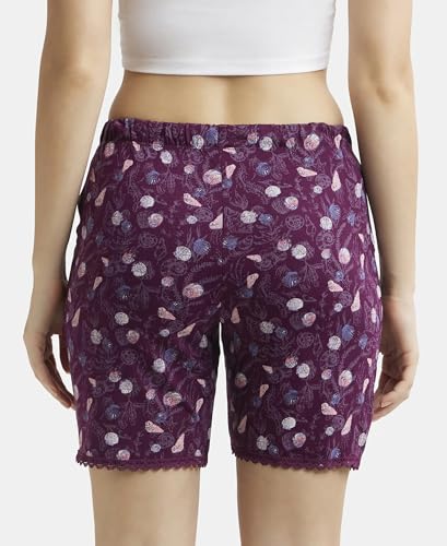 Jockey Shorts for Women with Side Pocket & Drawstring closure RX10_Purple Wine Assorted Prints_XXL