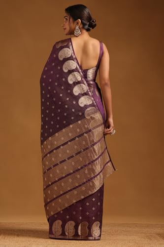 Soch Womens Wine Art Silk Zari Woven Saree