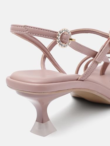 Marc Loire Women Embellished Fashion Sandals with Kitten Heels (Nude, UK Footwear Size System, Adult, Women, Numeric, Medium, 4)