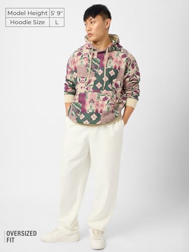 The Souled Store It's Souled Men and Boys Long Sleeves Hooded Neck Multicolor All Over Printed Cotton Blend Oversized Hoodies