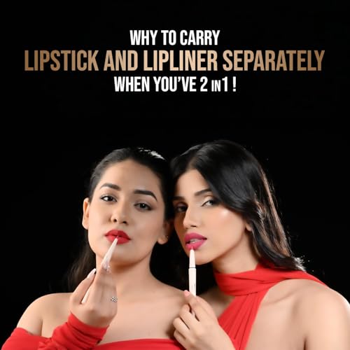 PREMIUM Two To Tango Lip Liner + Lipstick Duo |Non-Transfer |Long Stay | Creamy Matte Finish| Super-glide formula | Non-drying |For Sensational lip look, Red Magic-01 SH-7711