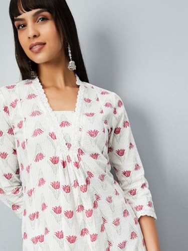 Max Women's Cotton Kurta Set (CTKST54064_Off White