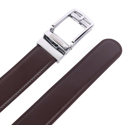 HAMMONDS FLYCATCHER Genuine Leather Belt for Men - Perfect for Formal and Casual Wear - Adjustable Waistband up to 46 Inches - Autolock Belt for Formal and Casual Wear - Nickel Brown