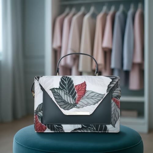 Aisna Stylish Floral Handbag for Women | Premium PU Leather Sling & Shoulder Bag | Trendy Casual & Office Tote with Adjustable Strap (Grey)