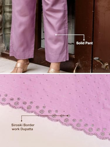 TRENDMALLS Women's Chanderi Siroski work Kurta Palazzo Set with Dupatta (G261-Purple-XXL)