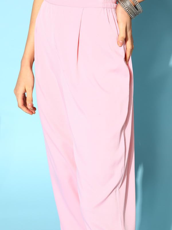 Ahalyaa Women's Polyester Kurta Set (AHKUDUPN-COMBO-473-FF-SS-25_Pink