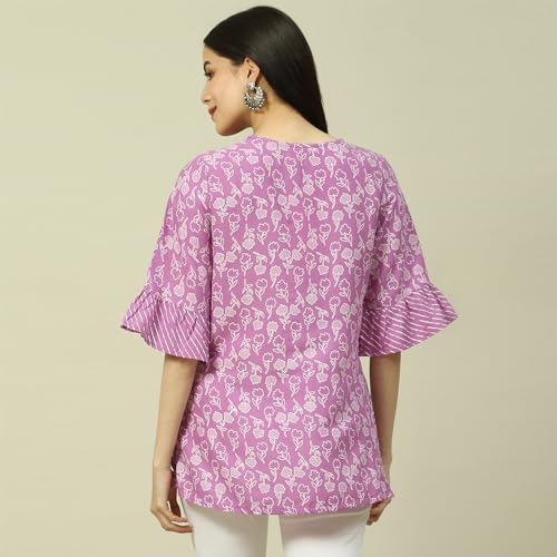 Rangriti Women's Regular Fit Blouse (RMMINDIETO18239SS23PRPL_Purple