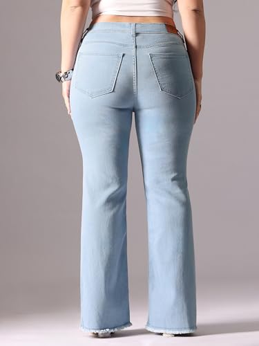 Miss Chase A+ Women's High Rise Regular Stretchable Denim Bootcut Shaping Jeans (APSS22DEN12-19-167-40, Powder Blue, 40)