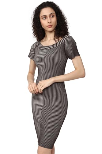 Van Heusen Women's Nylon Blend Modern Mid-Thigh Length Dress (VWFDFRGH921094_Black