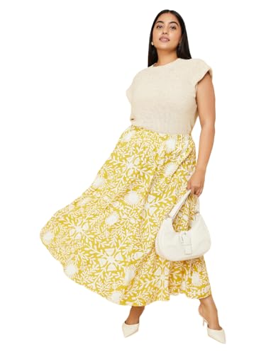 Max Cotton Blend Western Skirt Yellow