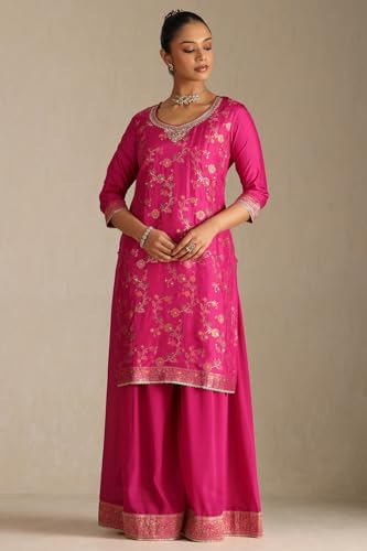 Soch Women's Viscose Blend Kurta Set (EWS5CD22094_Fuchsia