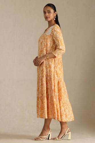 Soch Women's Cotton Calf Length Dress (EWS5KU61268_Yellow