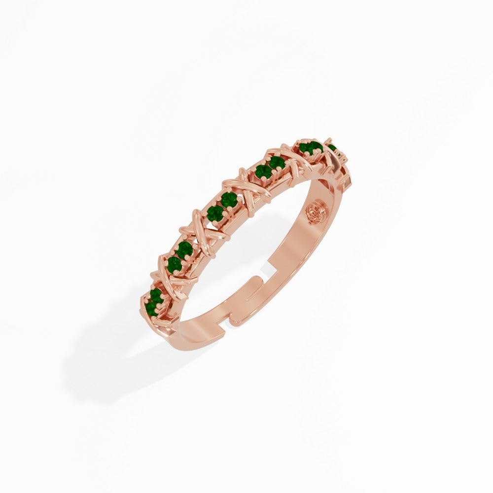 U ARE 925 Sterling Silver 18K Rose Gold Plated Eternal Circle Ring with Emerald Green Cubic Zirconia | Gift for Women and Girls | With Certificate of Authenticity and 925 Stamp