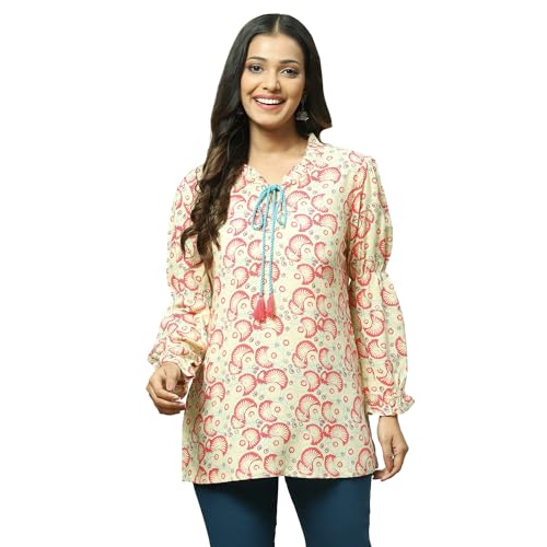 Rangriti Women's Regular Fit Blouse (RMMINDIETO18256SS23BEG_Beige