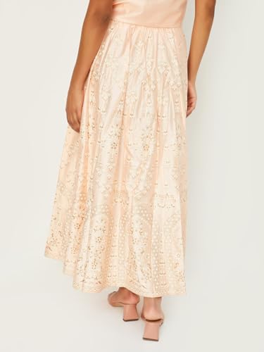 Max Women Floral Printed Flared Skirt (SKT41011PEACH)_XL