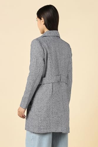 Women Navy Textured Casual Jacket