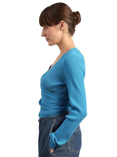 VERO MODA Women's Cotton Round Neck Sweater Swedish Blue