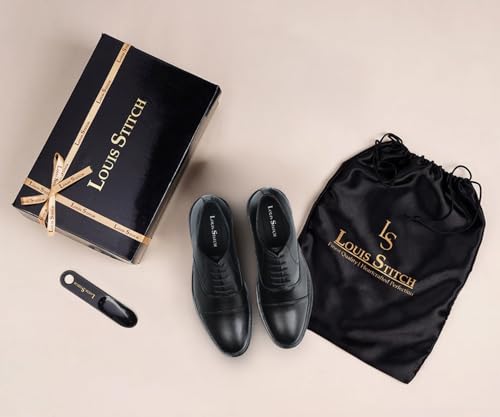 LOUIS STITCH Jet Black Lightweight Derby Shoe | Formal Shoes for Men | LSFXCTJB | UK-7