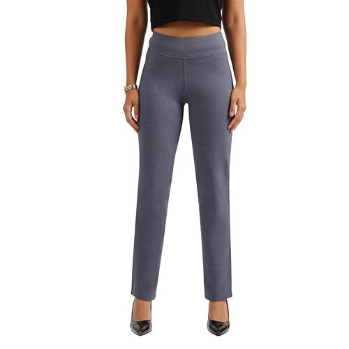 BlissClub Werk-It Straight | Herringbone Pattern | Invisible Back Pocket | Cotton Pants | Trousers for Women