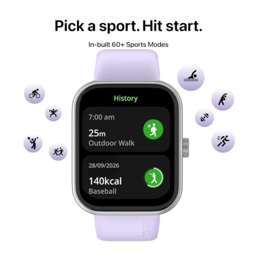 Noise New Launch ColorFit Pulse Air Smartwatch with BT Calling, 1.85" TFT Display, Lightweight 45g Design, Heart Rate & Step Tracking, Multi-Sport Modes, Find My Phone, Water Resistant (Soft Lavender)