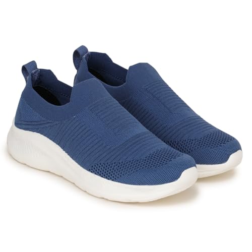 TRASE Walking Shoes for Women | Breathable & Comfortable Knitted Upper | Lightweight, Washable and Flexible Ladies Footwear (Teal-Blue, 5 UK)
