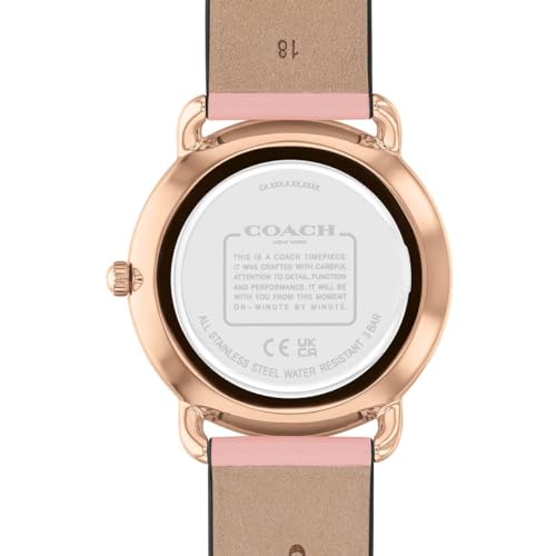 Coach Elliot Qtz Basic Silver White Round Dial Women's Watch|Blush Calfskin Material|Blush Calfskin Color Band - 14504295