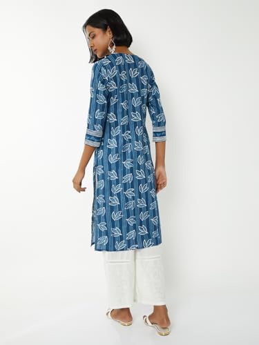 Max Women Printed Straight Kurta (Blue_S)