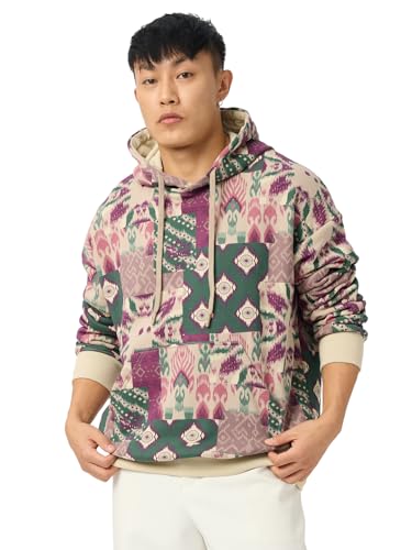 The Souled Store It's Souled Men and Boys Long Sleeves Hooded Neck Multicolor All Over Printed Cotton Blend Oversized Hoodies