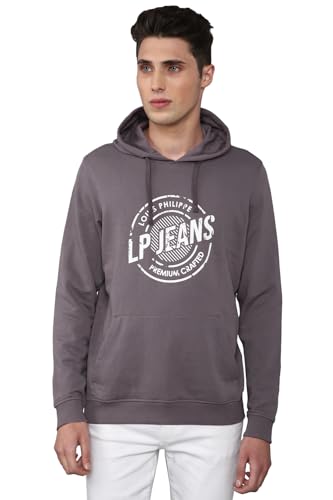 Louis Philippe Men Casual Grey Graphic Print Sweatshirt