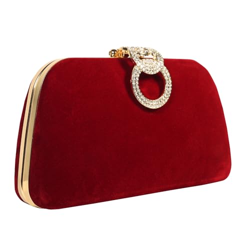 Feelon Clutch Purses For Women, Evening Bag with Detachable Chain Shoulder Bag for Party Wedding Evening Dress (wine)