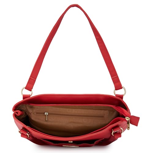 Caprese Andrea Tote Bag, Medium-Coral | Stylish Handbag for Women | Spacious, Versatile Office & Daily Essentials Tote | Top Zip Closure