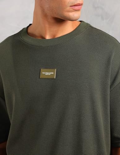 U.S. Polo ASSN. Men's PE001 Premium Cotton-Rich Everyday Comfort Oversized T-Shirt (PE001-PL_Olive_M)