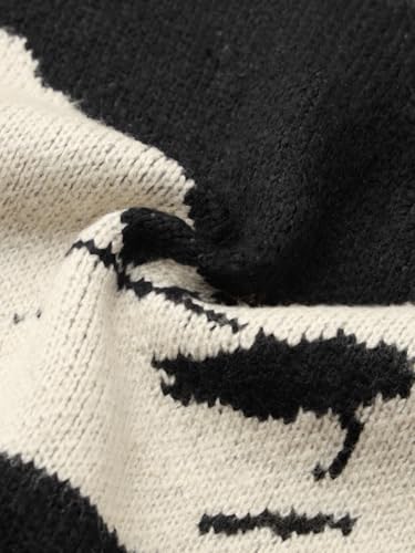 The Souled Store Mickey Mouse: Monochrome Women and Girls Full Sleeves Round Neck Black and White Printed Acrylic Polyester Oversized Fit Casual Pullover Sweater