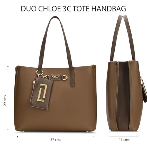 Lavie Luxe Women's Duo Chloe 3 Compartment Tote Handbag | Tote Bag For Work | Ladies Purse | Stylish Shoulder Bag | Gift For Women