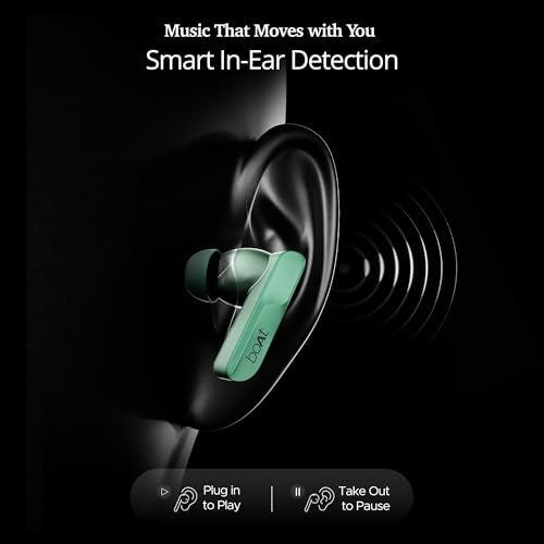 boAt Airdopes 800 HiDef, Hi-Res Audio LDAC, 4Mic ENx, App Support, ASAP Charge, IPX5, Low Latency, Dual Pairing, BTv5.3, Bluetooth TWS in Ear Earbuds Wireless Earphones (Emerald Green)