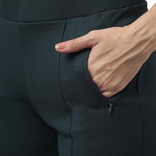 Latin Quarters Women Green Bottle Casual Solid High Rise Trousers_L