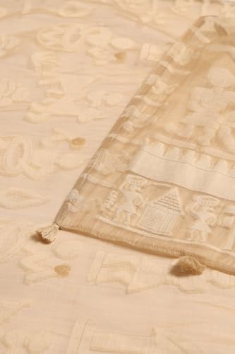 Soch Womens Beige Linen Floral Salwar Suit With Thread Work
