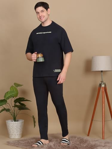 Sweet Dreams Mens Solid Co-Ord Set Navy